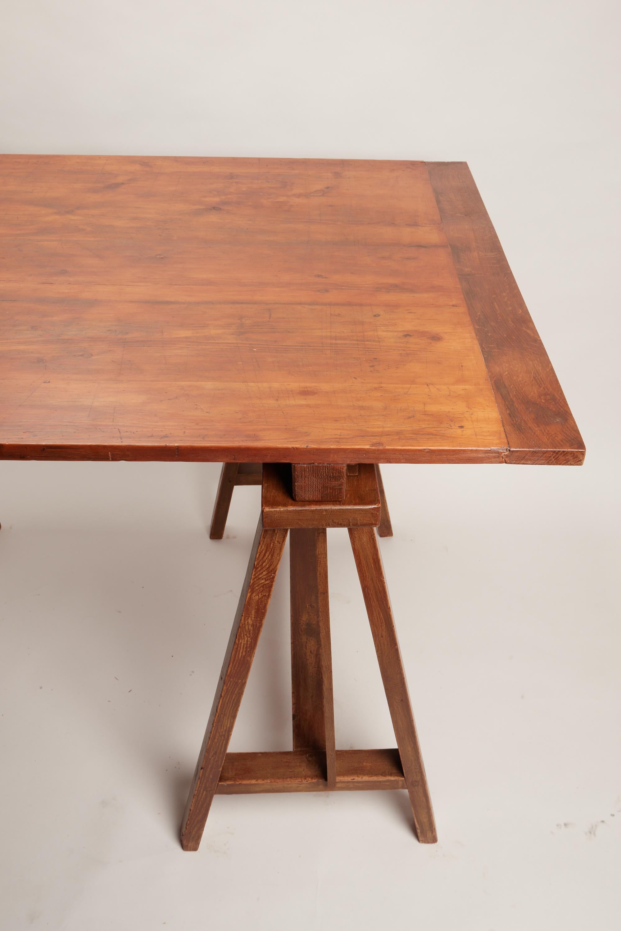 Unusual Early XX Century Wooden Drafting Machine Table 2