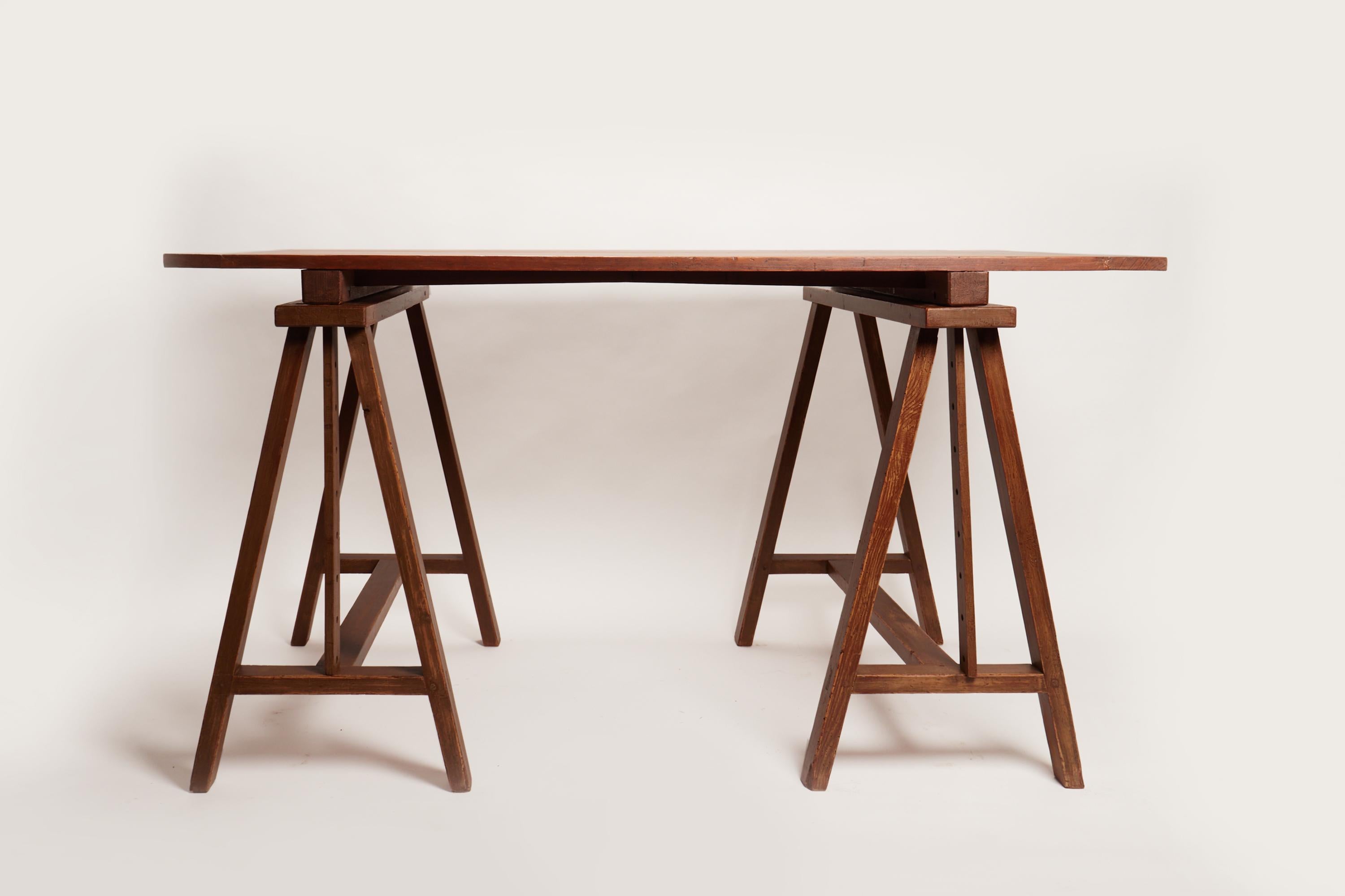 Early 20th Century Unusual Early XX Century Wooden Drafting Machine Table