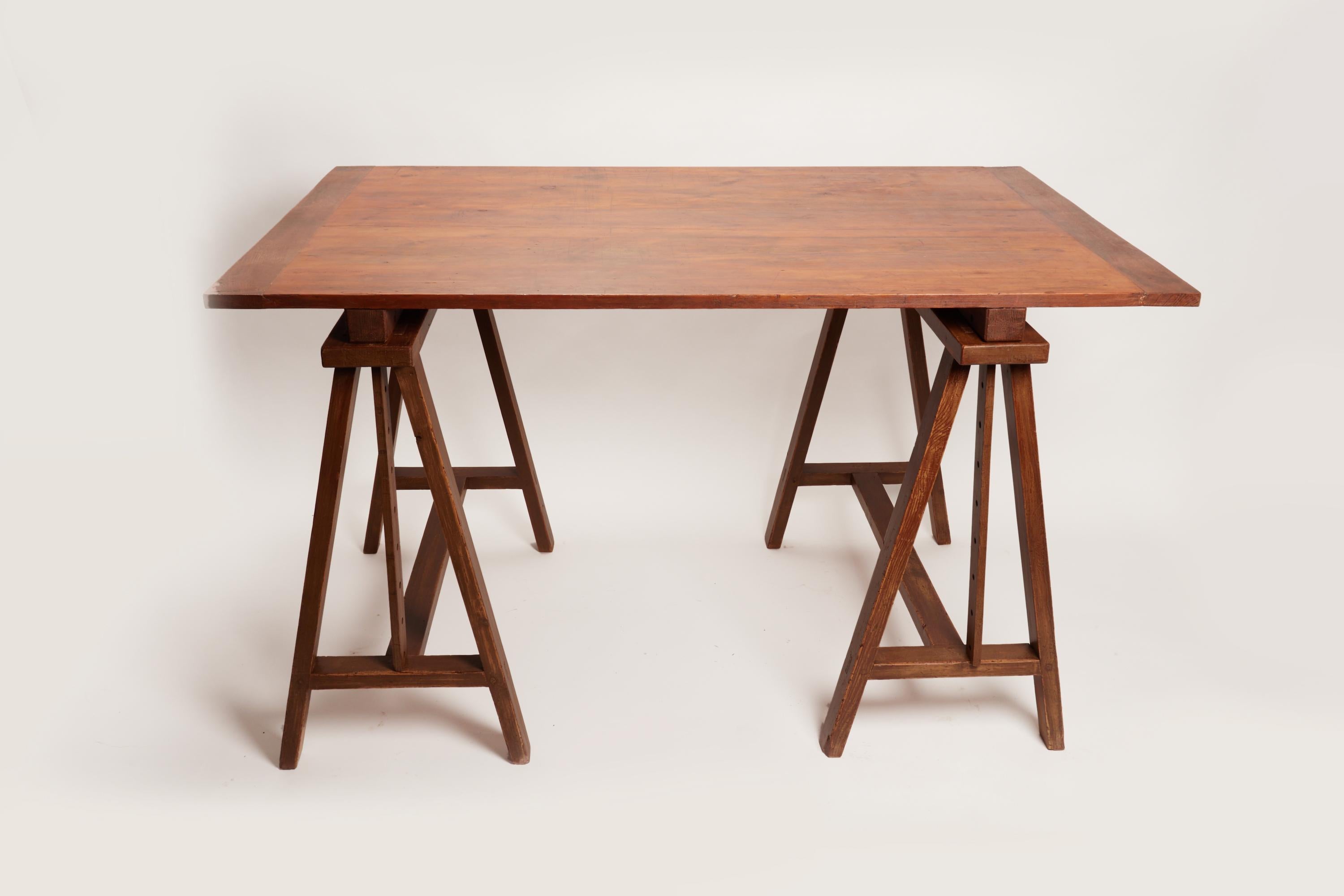 Oak Unusual Early XX Century Wooden Drafting Machine Table