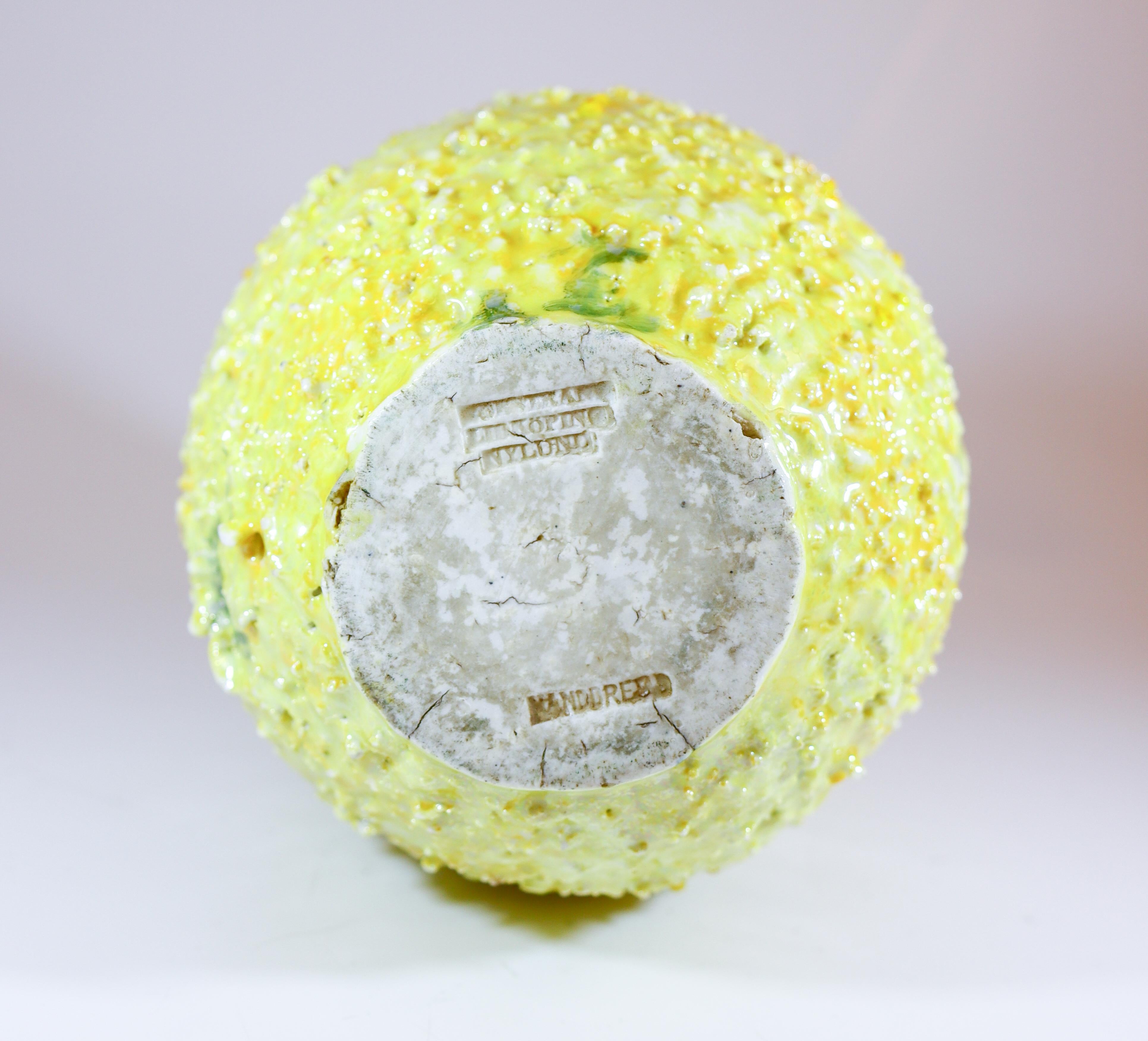 Un jarrón Erizo Amarillo Uranio - Chamotte - Gunnar Nylund - Rörstrand en venta 2