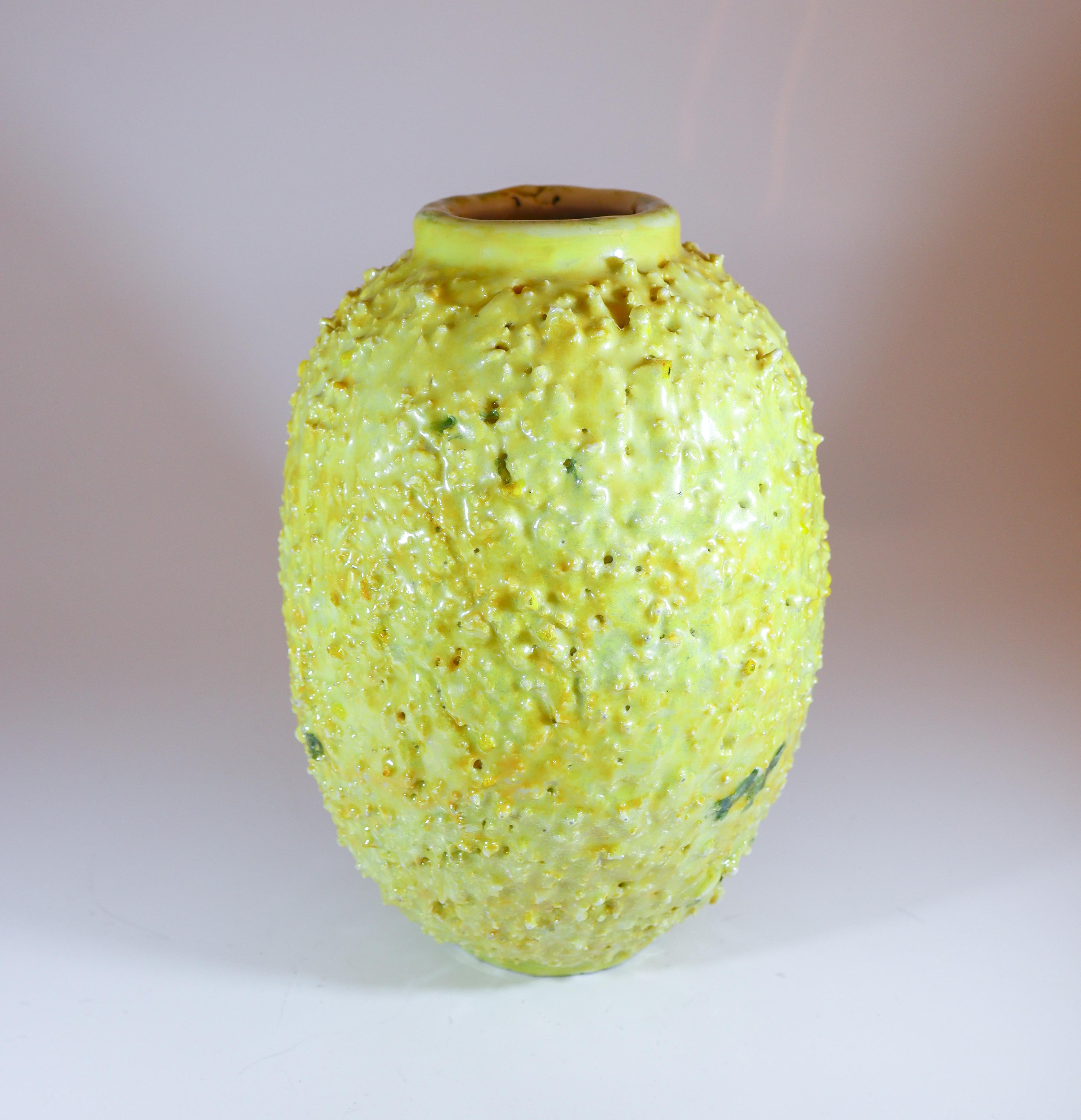 Un jarrón Erizo Amarillo Uranio - Chamotte - Gunnar Nylund - Rörstrand Gres en venta