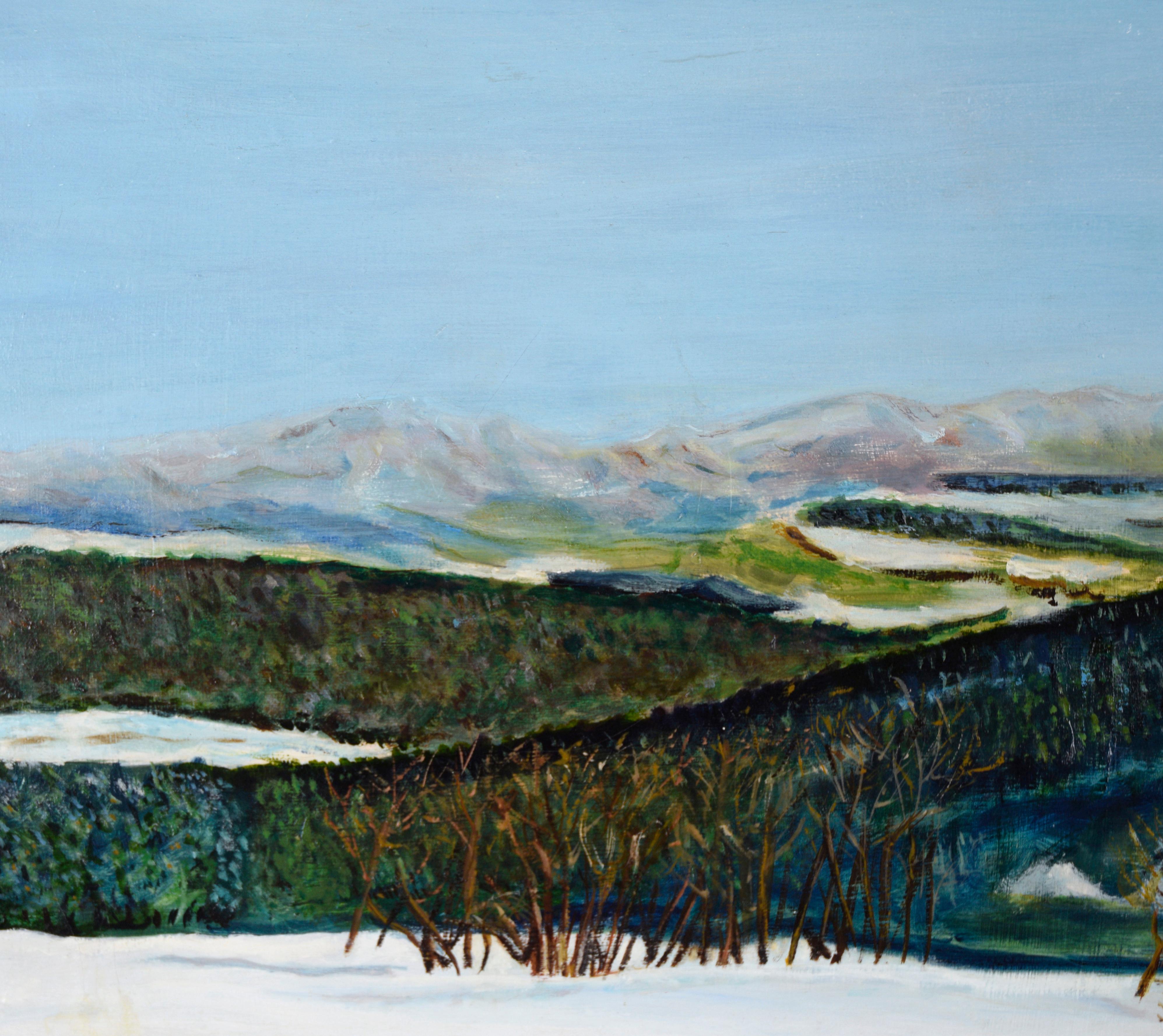 Nieve en el valle - Paisaje invernal al óleo sobre lienzo - Painting de A. V. Gagliardi