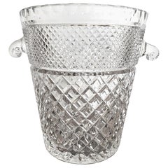 Val Saint Lambert Crystal Champagne Bucket with Glass Handles