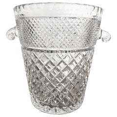 Vintage Val Saint Lambert Crystal Champagne Bucket with Glass Handles