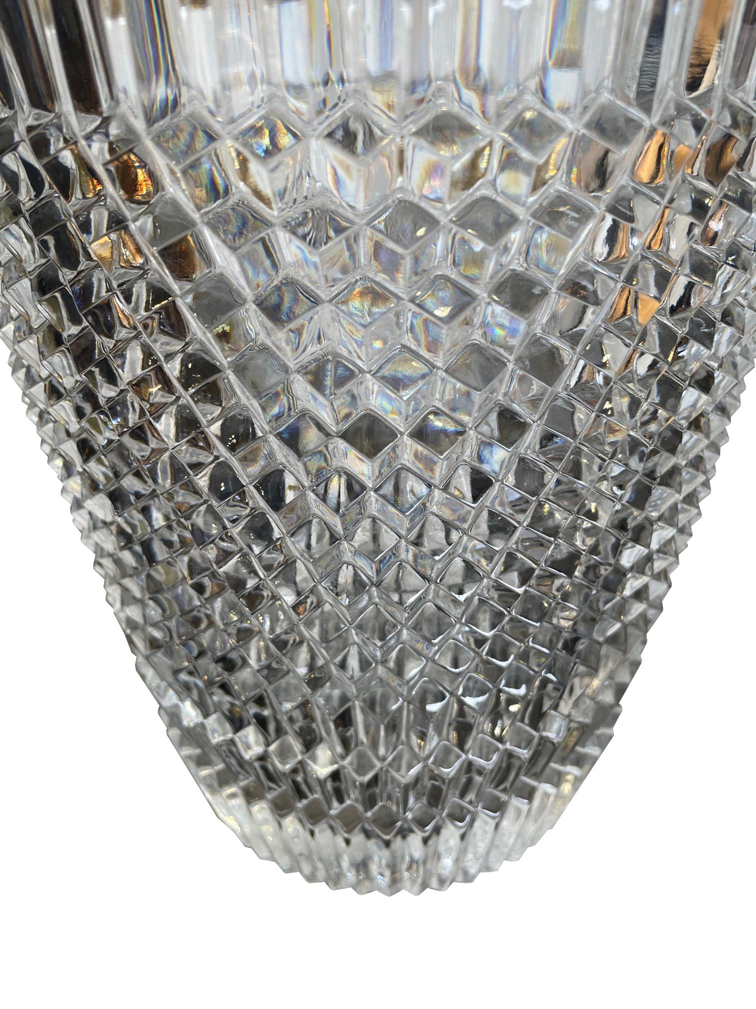 Val St Lambert Faceted Crystal Champagne Bucket with Gold Plated Detailed Rim 4