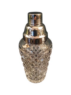 Val St Lambert  Rhodium Plated and Crystal Glass Cocktail Shaker