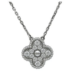 A Van Cleef & Arpels Vintage Alhambra Pendant Necklace 18K White Gold Diamond
