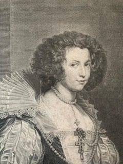 A. Van Dyck "Maria Luissa De Tassis" Engraving by C. Vermeulen 17th Century