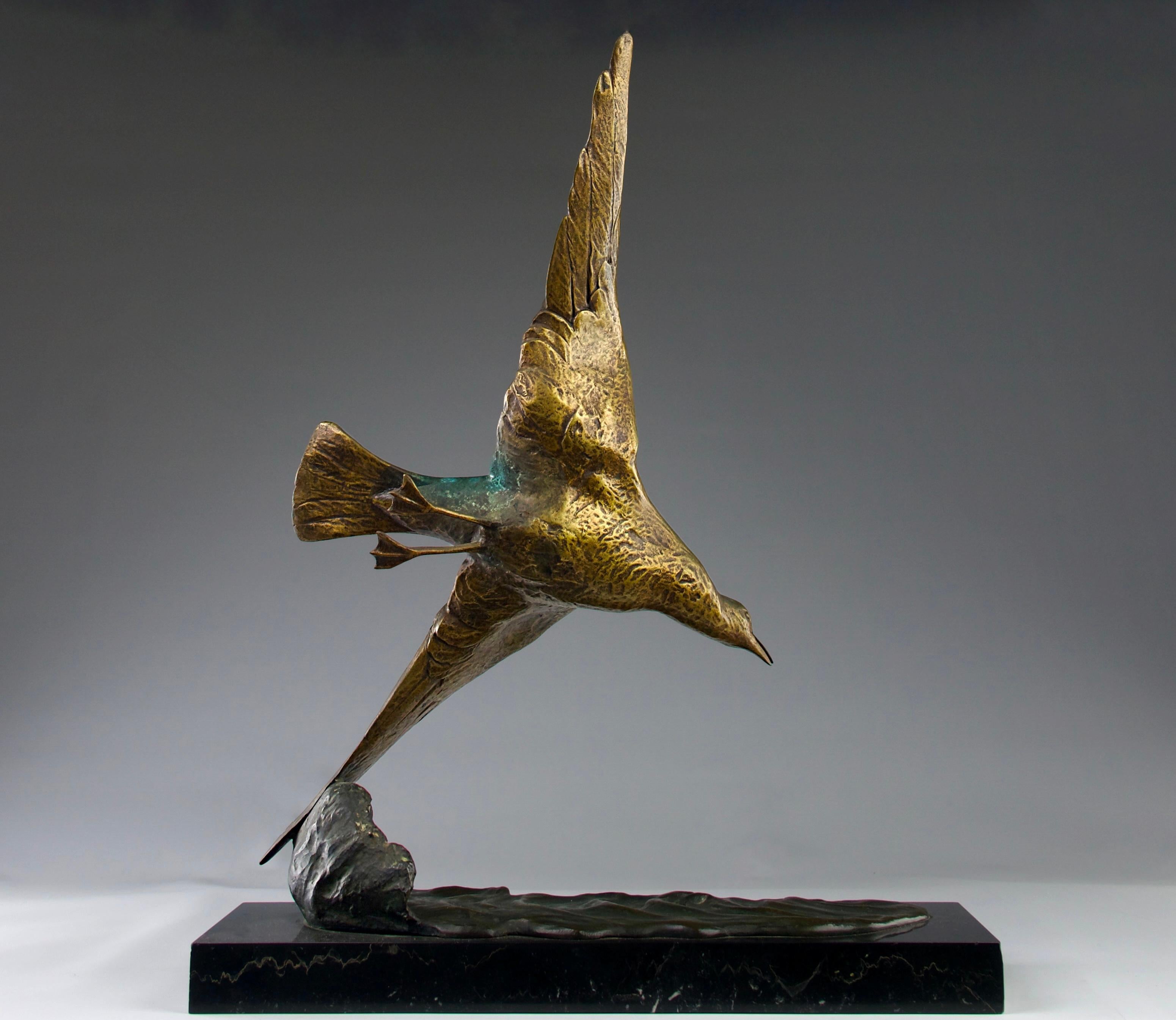 A. Van Kote, Seagull above Waves, Bronze Sculpture Late 19th Century Belgium For Sale 5
