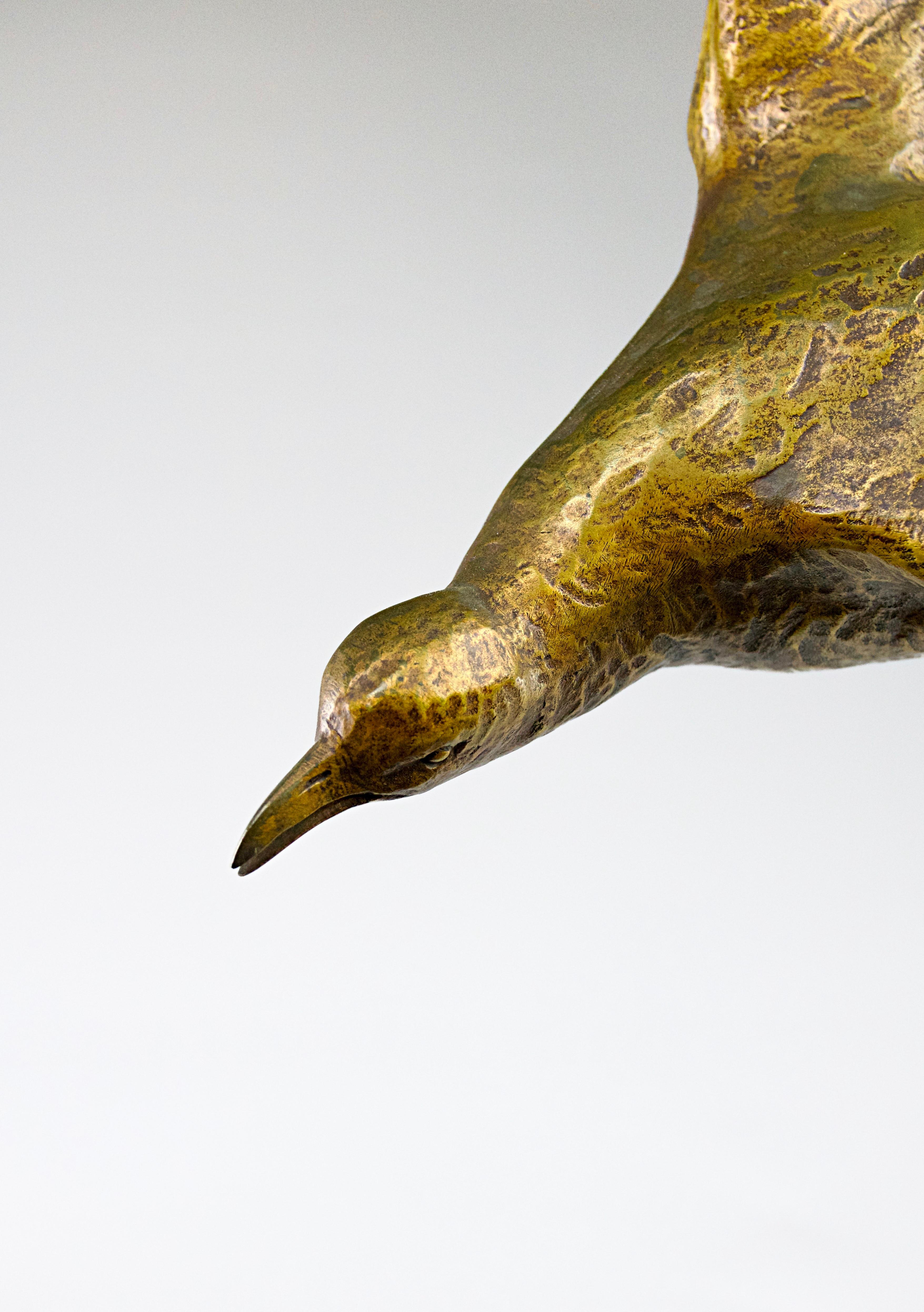 A. Van Kote, Seagull above Waves, Bronze Sculpture Late 19th Century Belgium In Good Condition For Sale In PARIS, FR