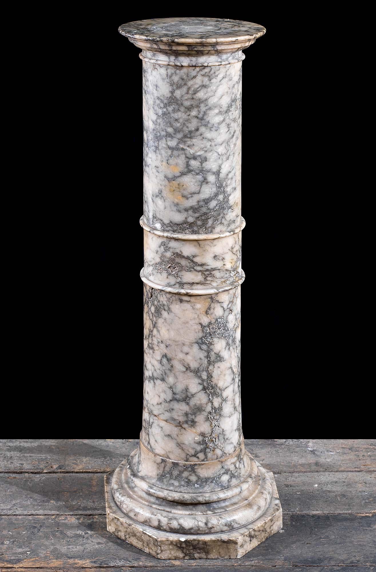 English Variegated Marble Column Pedestal