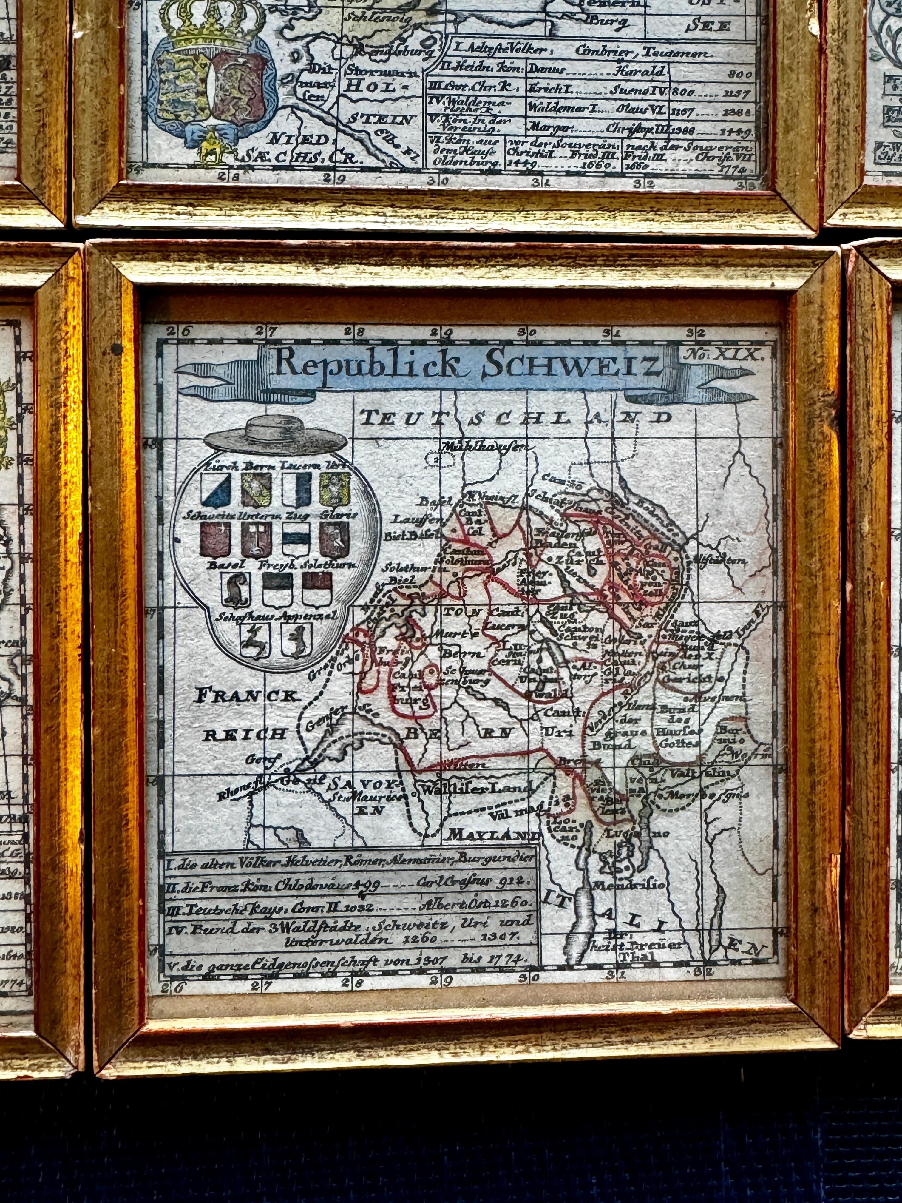 20th Century A Variety of Eight Wonderful Old Maps, Framed For Sale