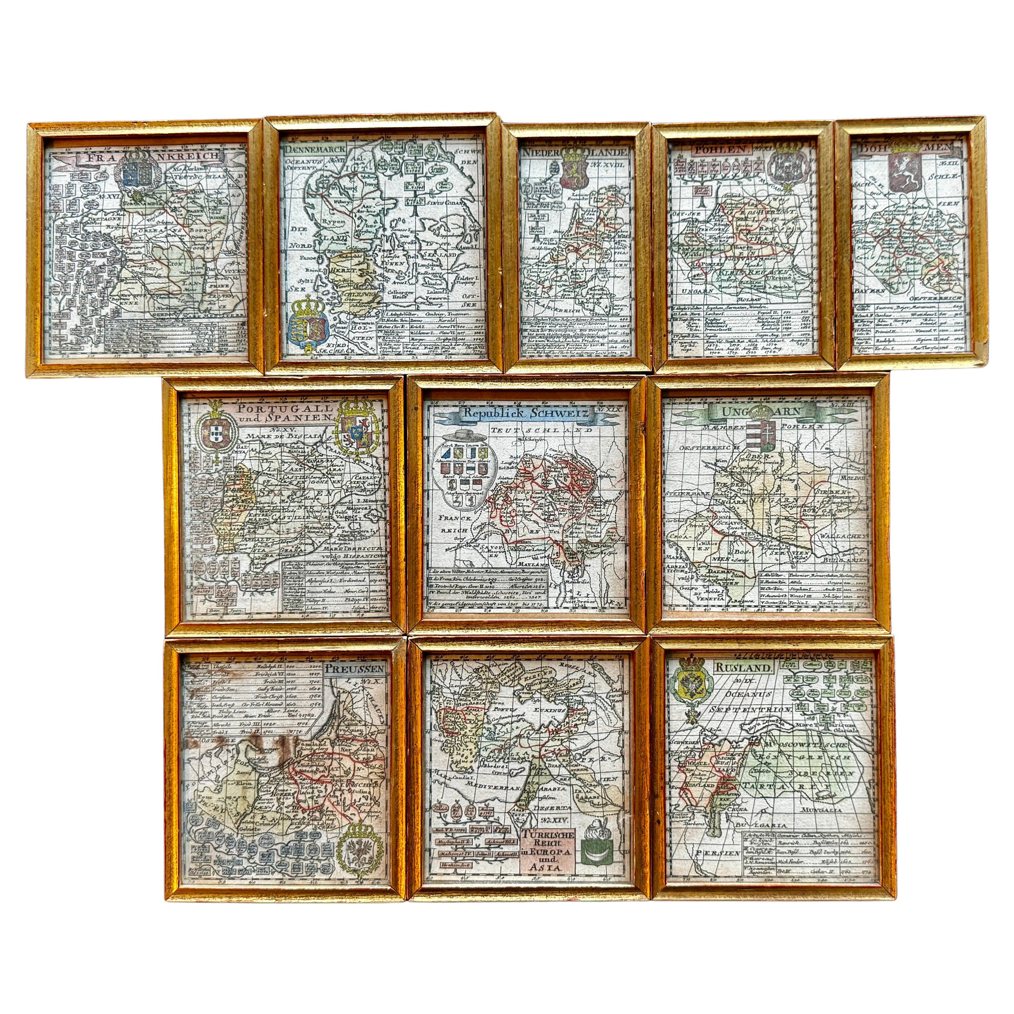 A Variety of Eight Wonderful Old Maps, Framed For Sale