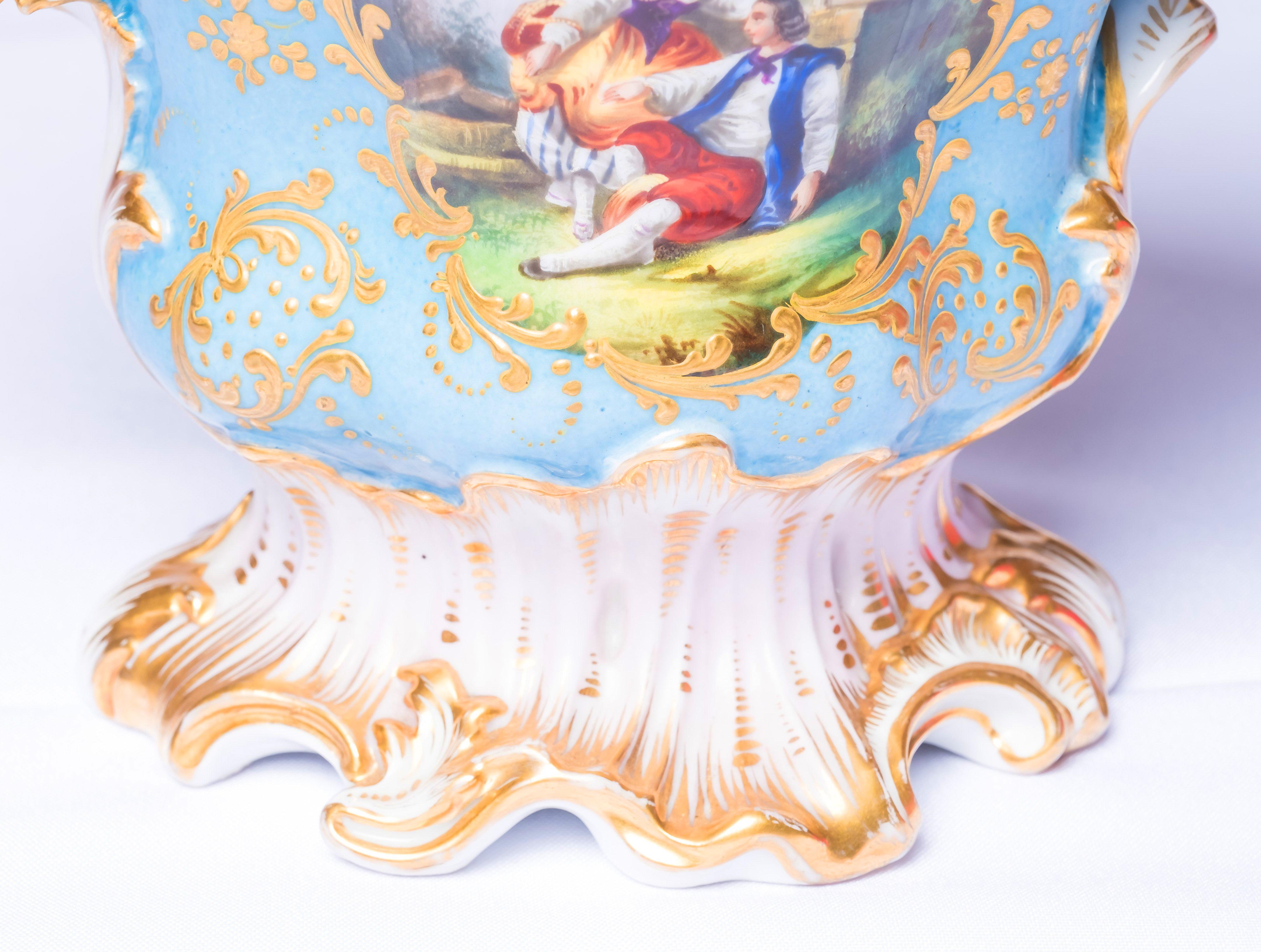 Vase mit sechseckigem Porzellansockel Französisch, 19. Jahrhundert im Angebot 2