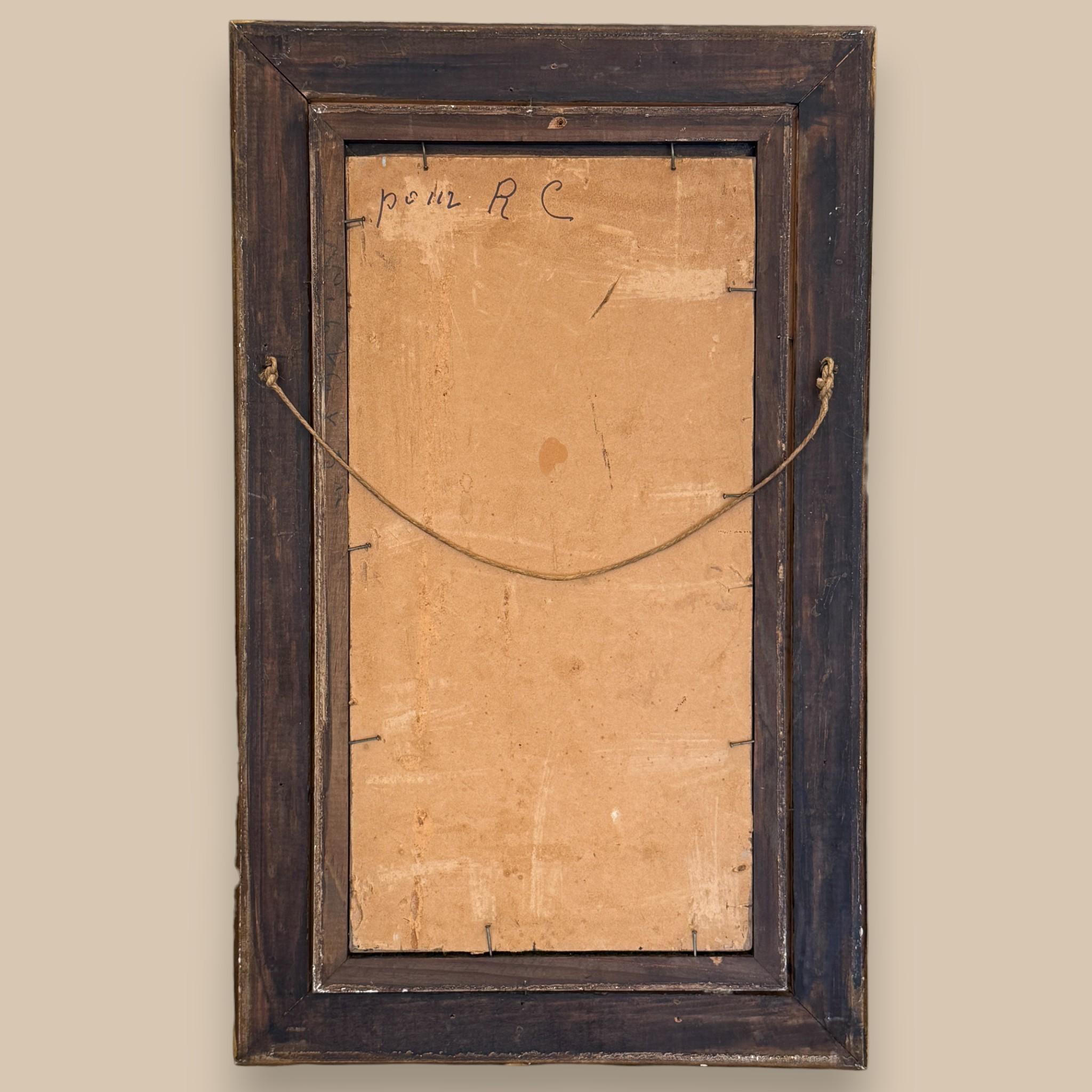 Canal vénitien avec un gondolier, cadre moulé patiné, signé, 19e siècle en vente 3