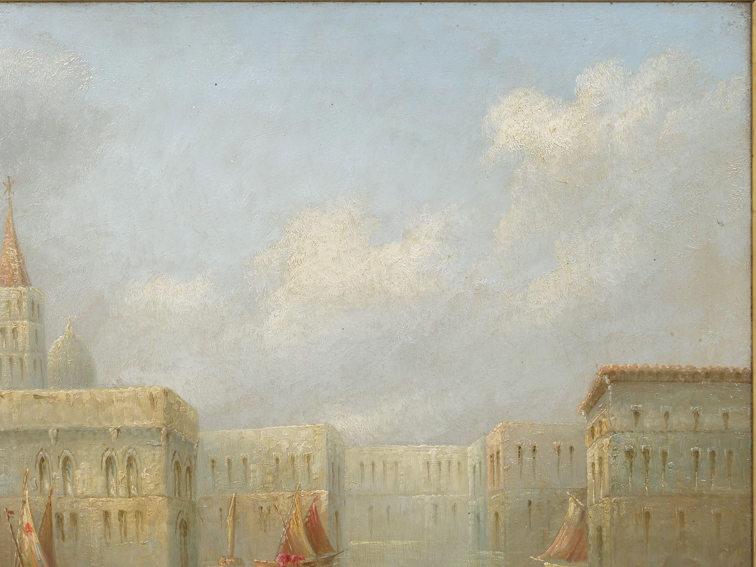 Romantic “A Venetian Capriccio” Antique Landscape Painting by James Salt