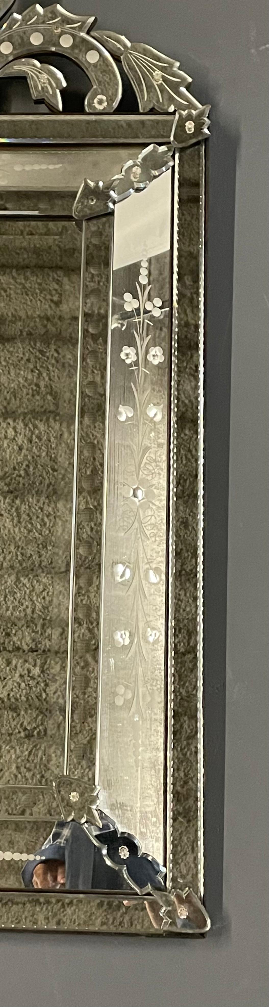 Venetian Etched Glass, Beveled Wall, Console, Pier Mirror 5