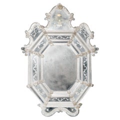 Vintage A Venetian Etched Glass Mirror