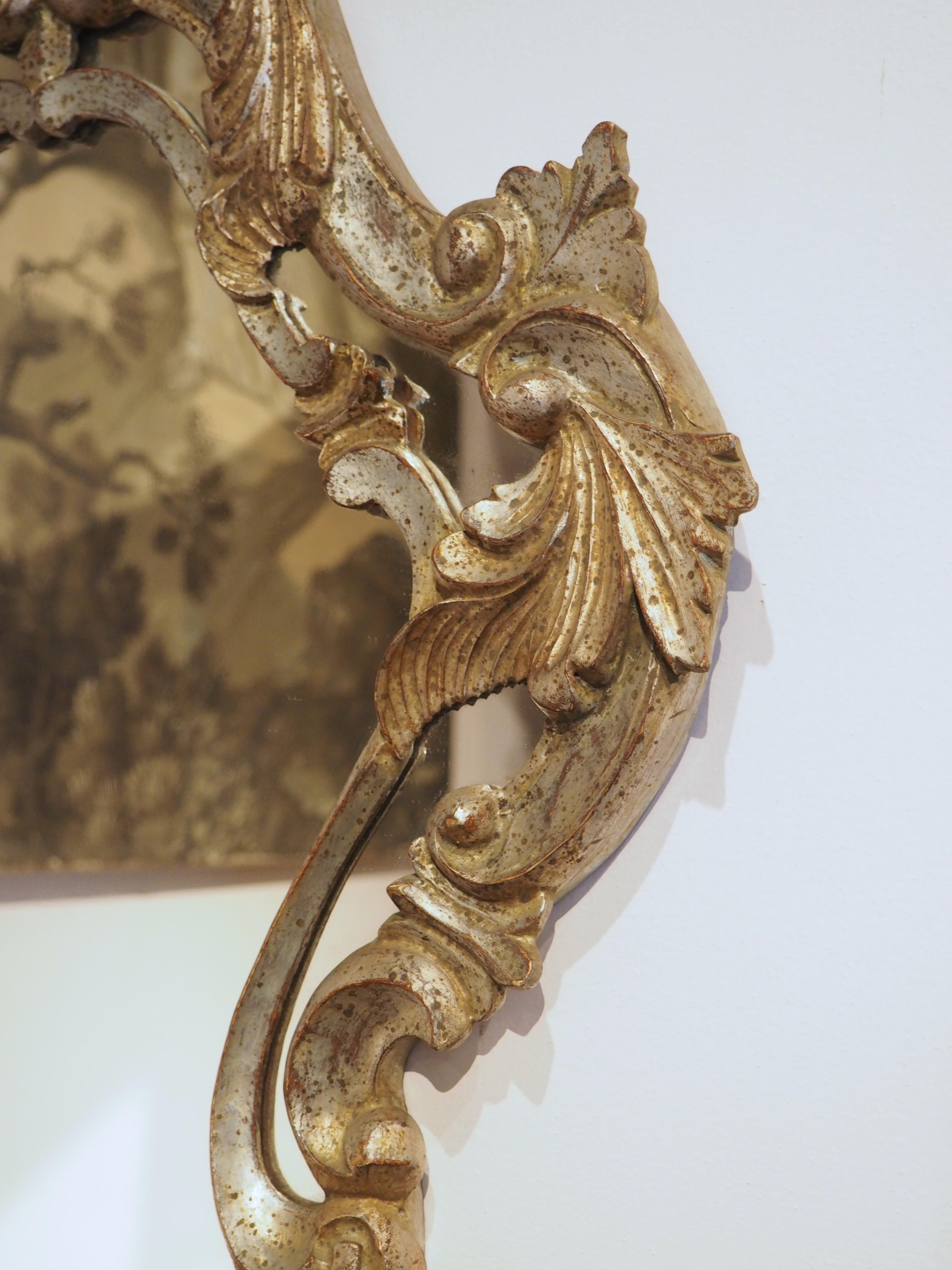 Hand-Carved A Venetian Giltwood Mirror, Circa 1920 For Sale