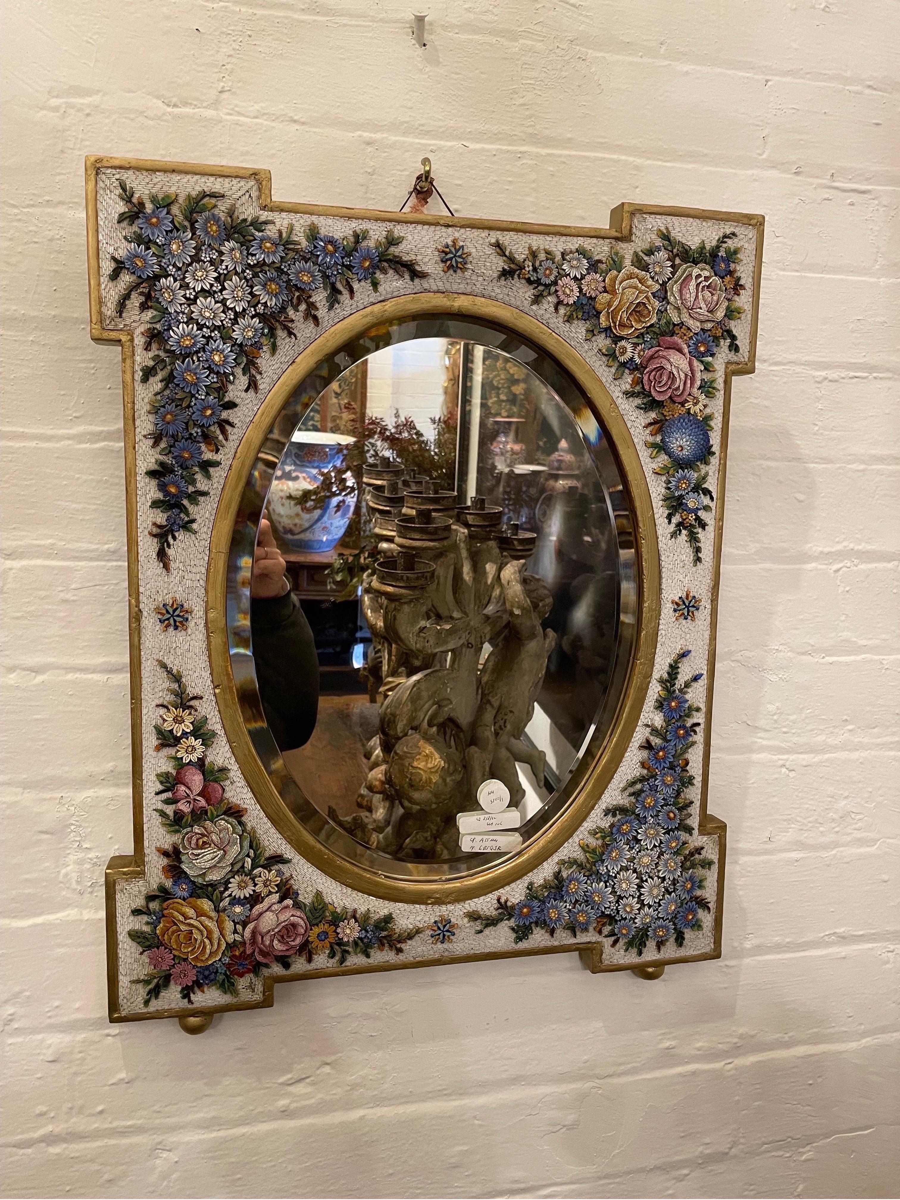 19th Century A Venetian Micromosaic-Framed Mirror, Late 19th century For Sale