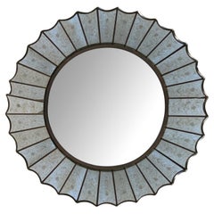 Vintage A Venetian Style Reverse-etched Glass Sunburst Mirror