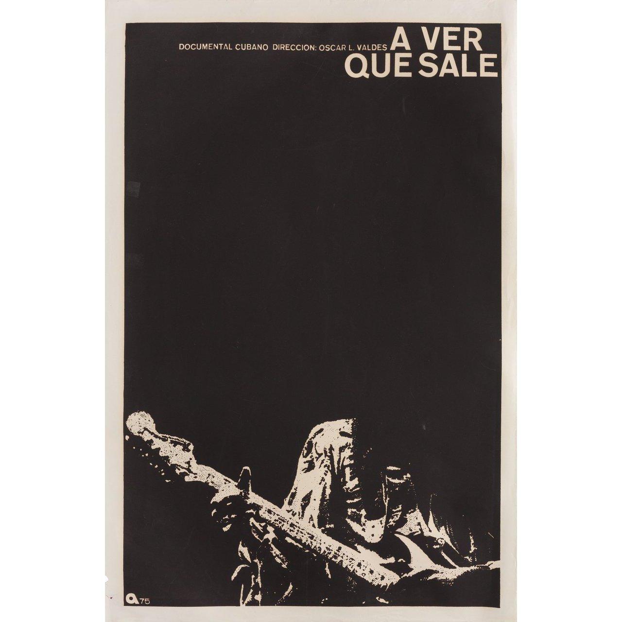 Original 1975 Cuban poster by Rene Azcuy for the first Cuban theatrical release of the documentary film A ver que sale directed by Oscar Valdes. Very Good-Fine condition, rolled. Please note: the size is stated in inches and the actual size can vary