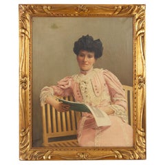 Antique A. Verhagen Dutch Portrait Seated Woman 19th Century Signed Oil Painting 