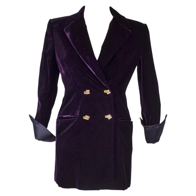 zara purple velvet blazer dress NWT Zara Purple Velvet Dress Bejeweled Buttons Runway Must Style Jacket Blazer