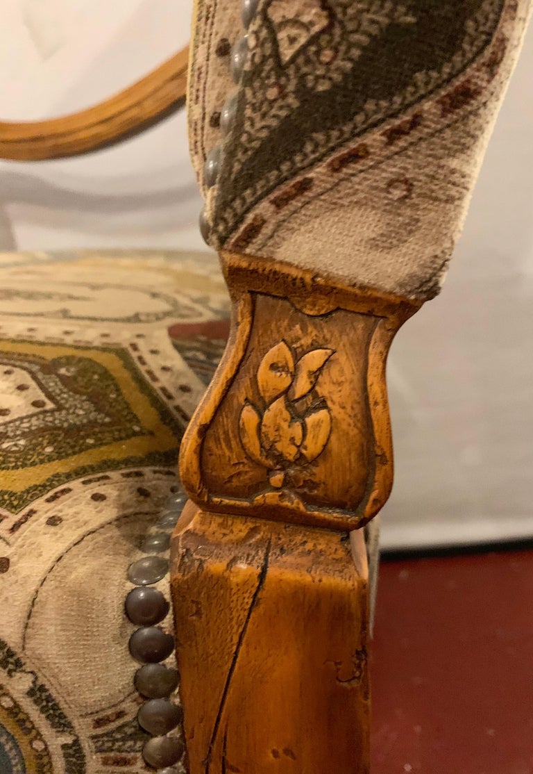 Versace Style Fabric Throne Chair, circa 1930s For Sale at 1stdibs