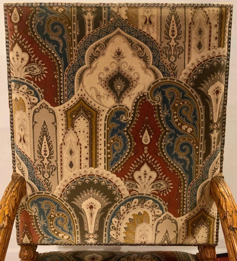 Versace Style Fabric Throne Chair, circa 1930s For Sale at 1stdibs