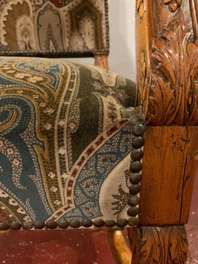 Versace Style Fabric Throne Chair, circa 1930s For Sale at 1stdibs