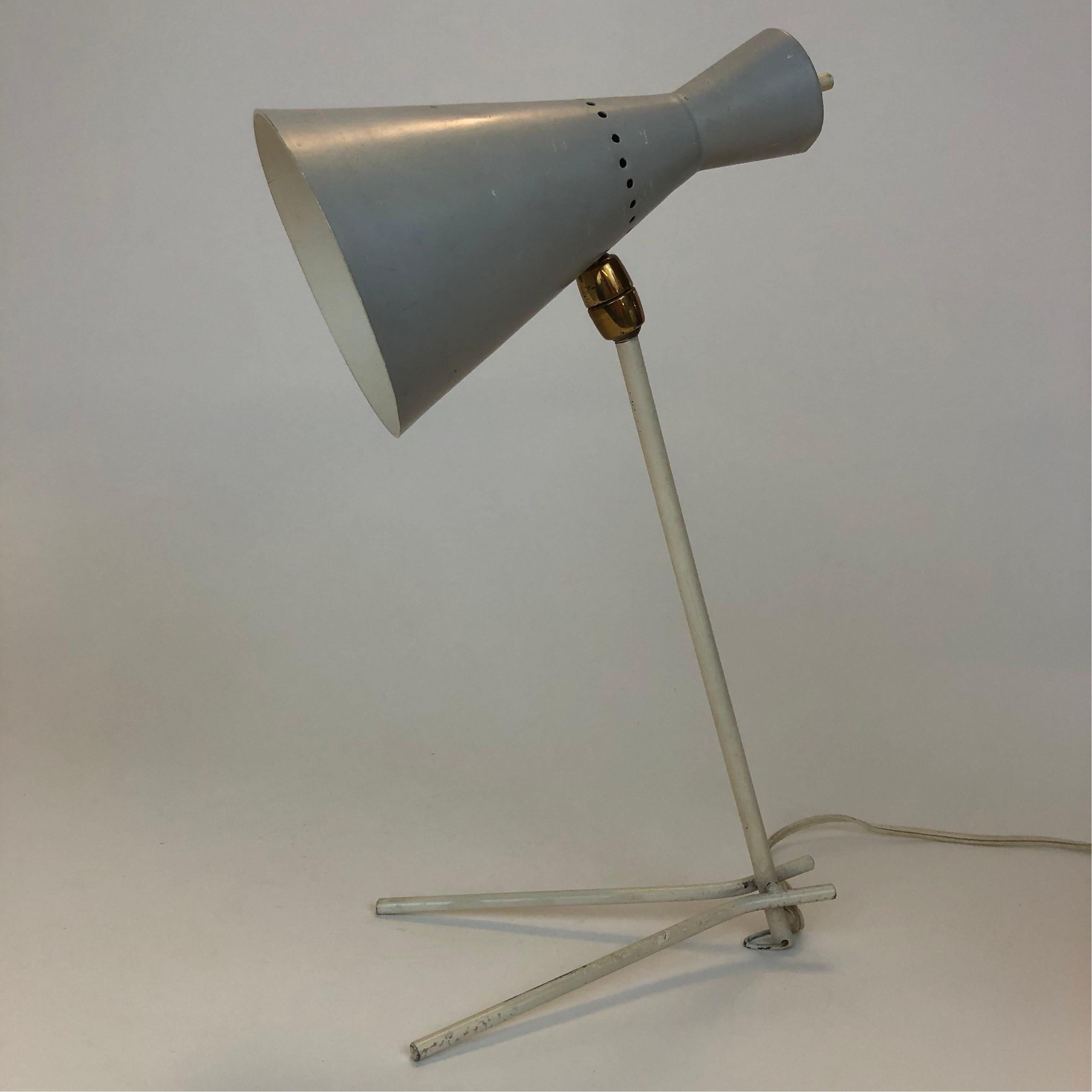 Versatile Pair of Spun Aluminum Stilnovo Table Lamp / Sconces For Sale 9