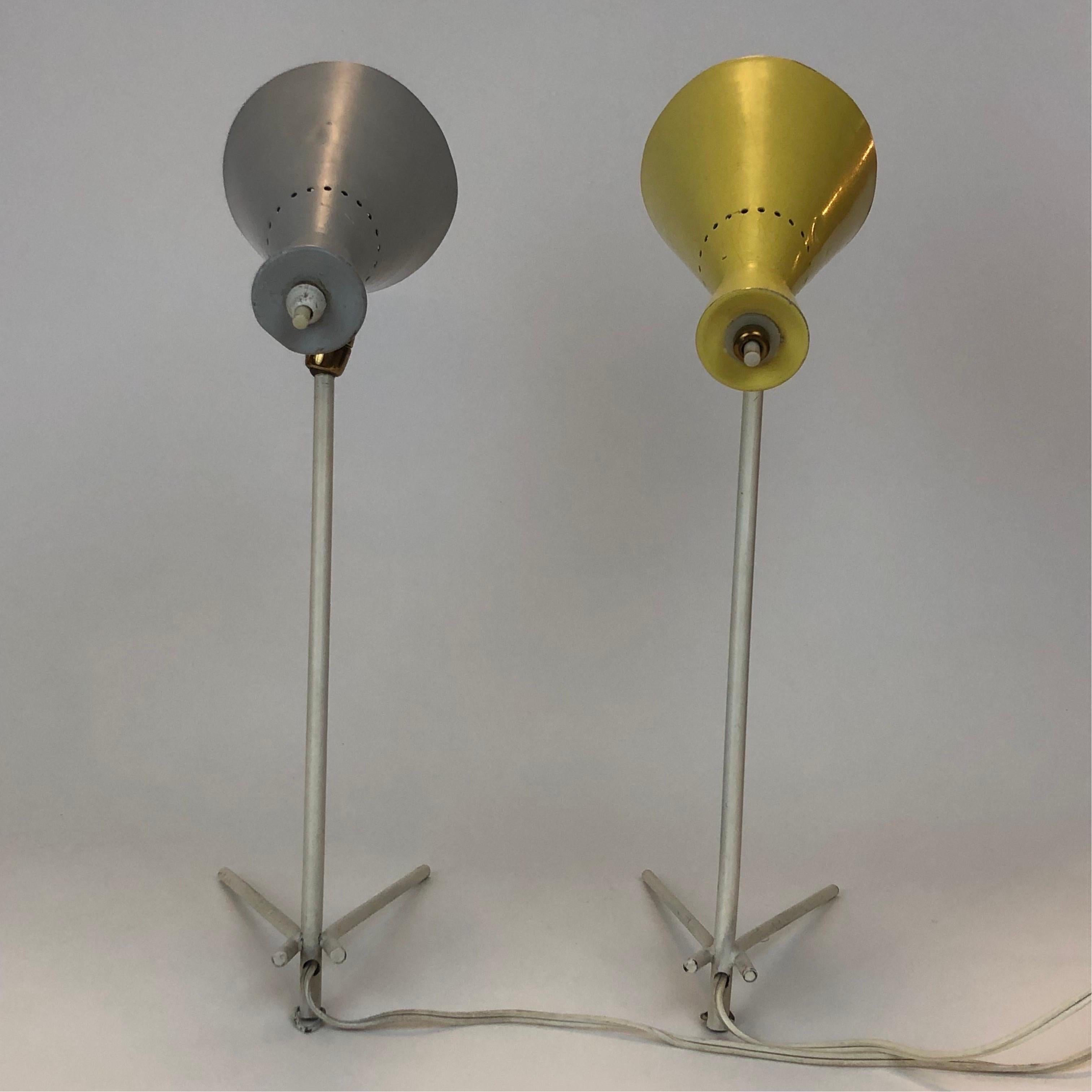 Other Versatile Pair of Spun Aluminum Stilnovo Table Lamp / Sconces For Sale