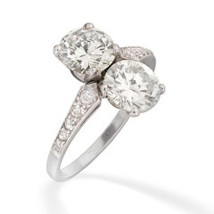 Vertical Two Stones Round Brilliant-Cut Diamond Ring