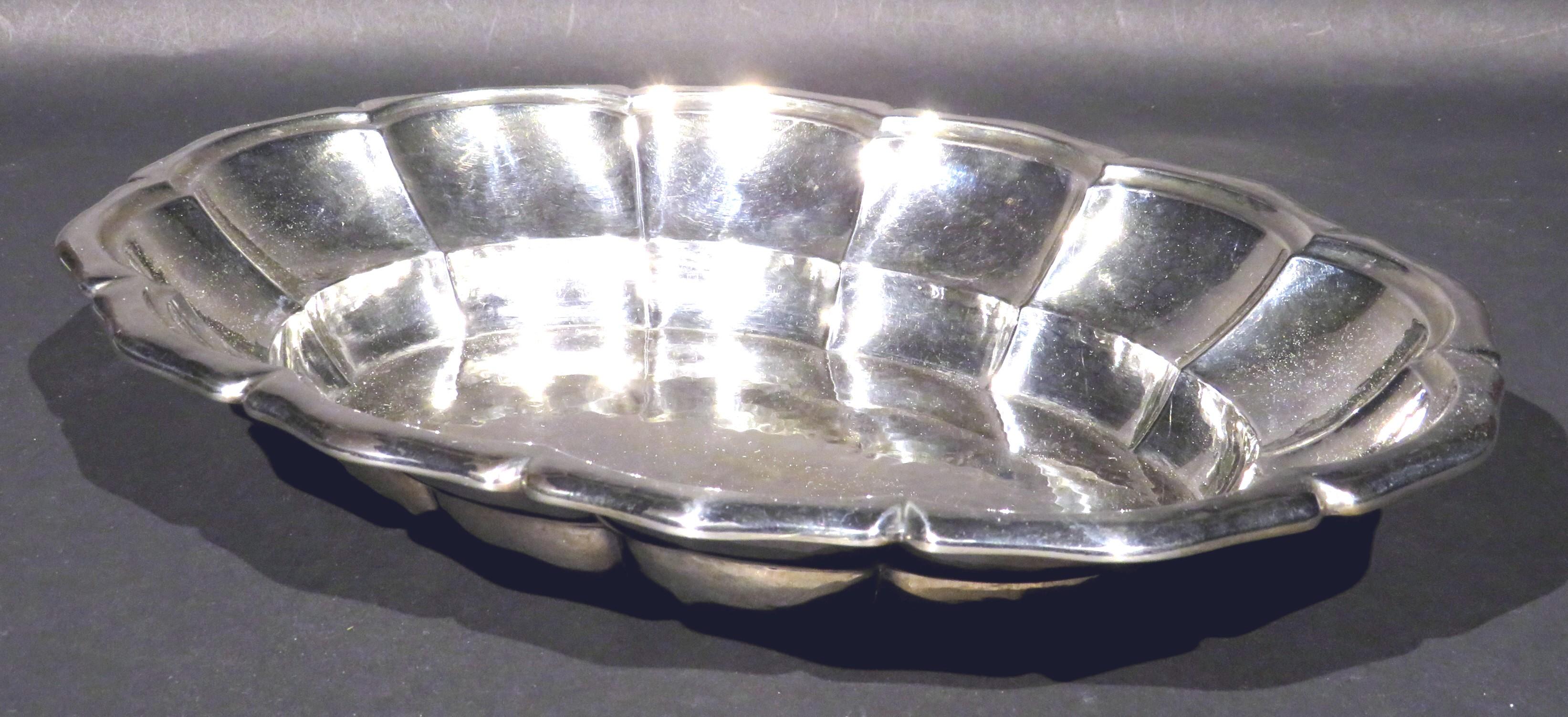 Hammered  A Very Attractive Art Deco Austrian Silver Fruit Bowl / Bread Tray, Circa 1925 For Sale