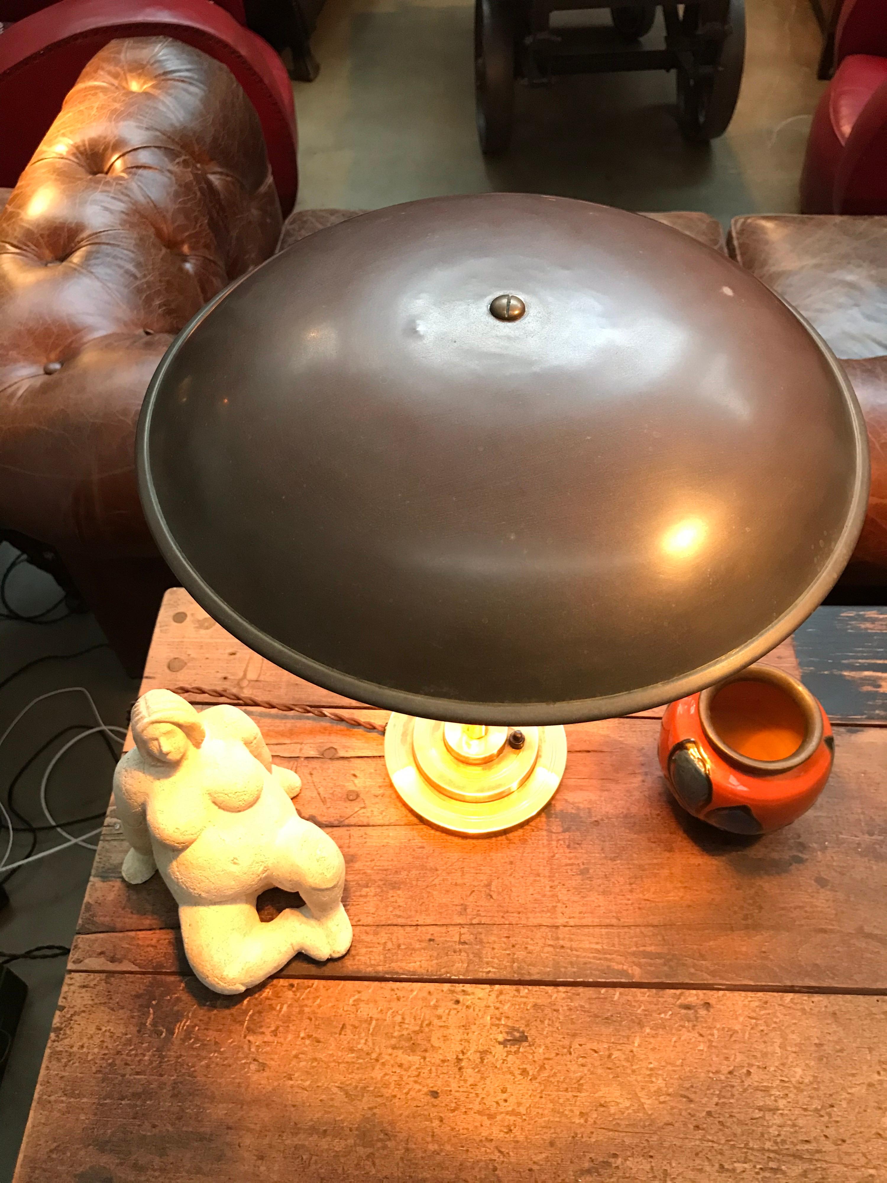 Danish Very Attractive Art Deco Table Lamp in Copper and Brass