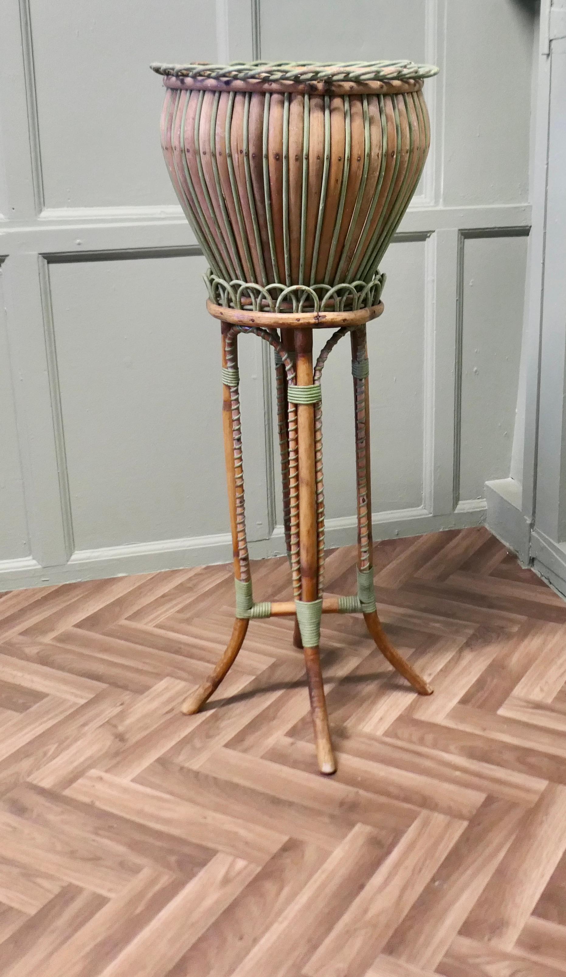 Late 19th Century A Very Attractive Arts and Crafts Bamboo Jardinière, Plant Stand   This is a ver For Sale