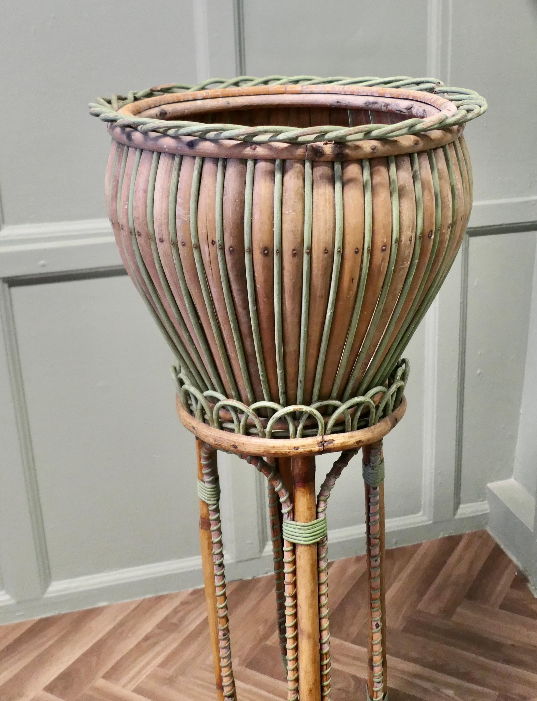 A Very Attractive Arts and Crafts Bamboo Jardinière, Plant Stand   This is a ver For Sale 1