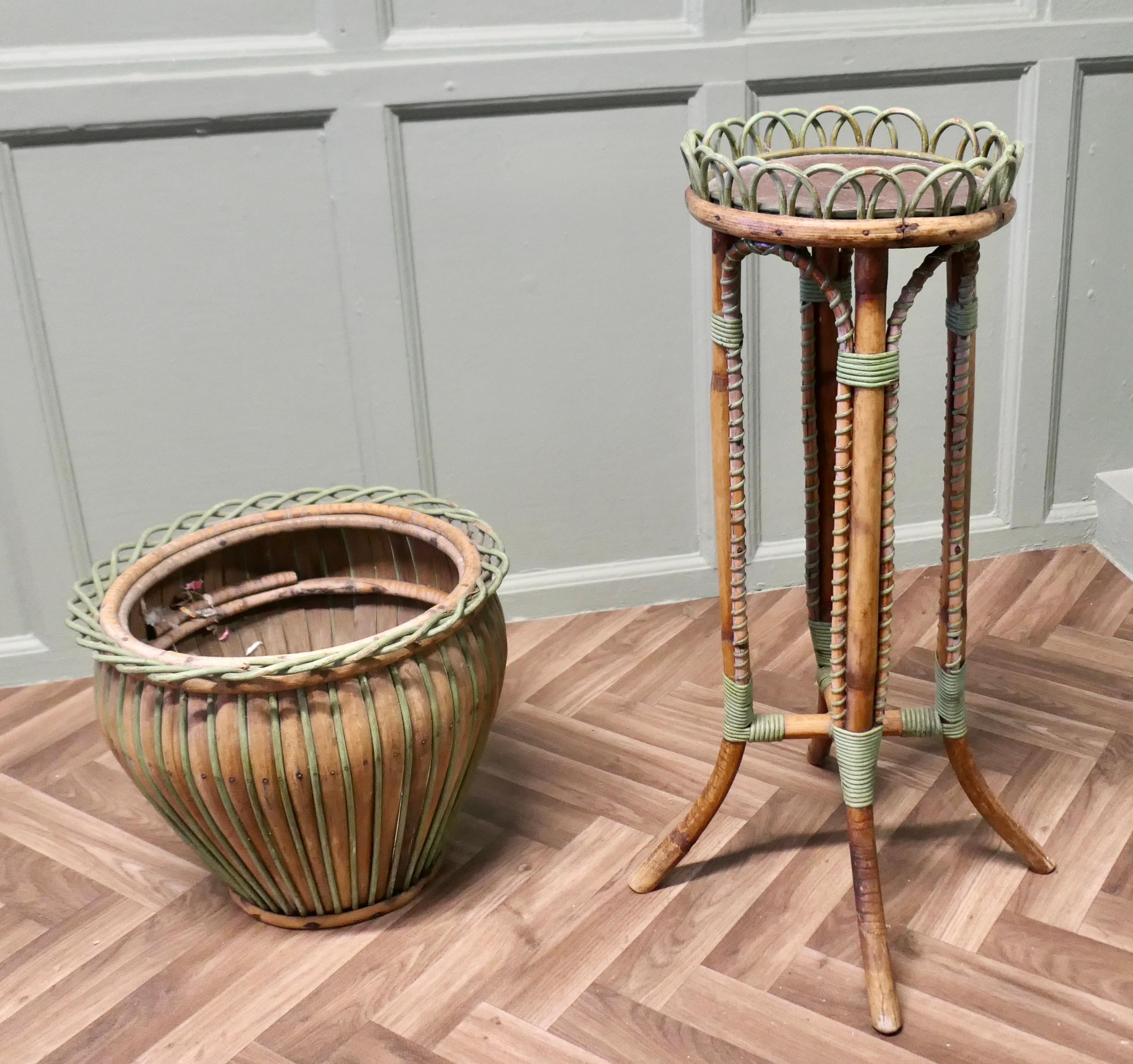 A Very Attractive Arts and Crafts Bamboo Jardinière, Plant Stand   This is a ver For Sale 3