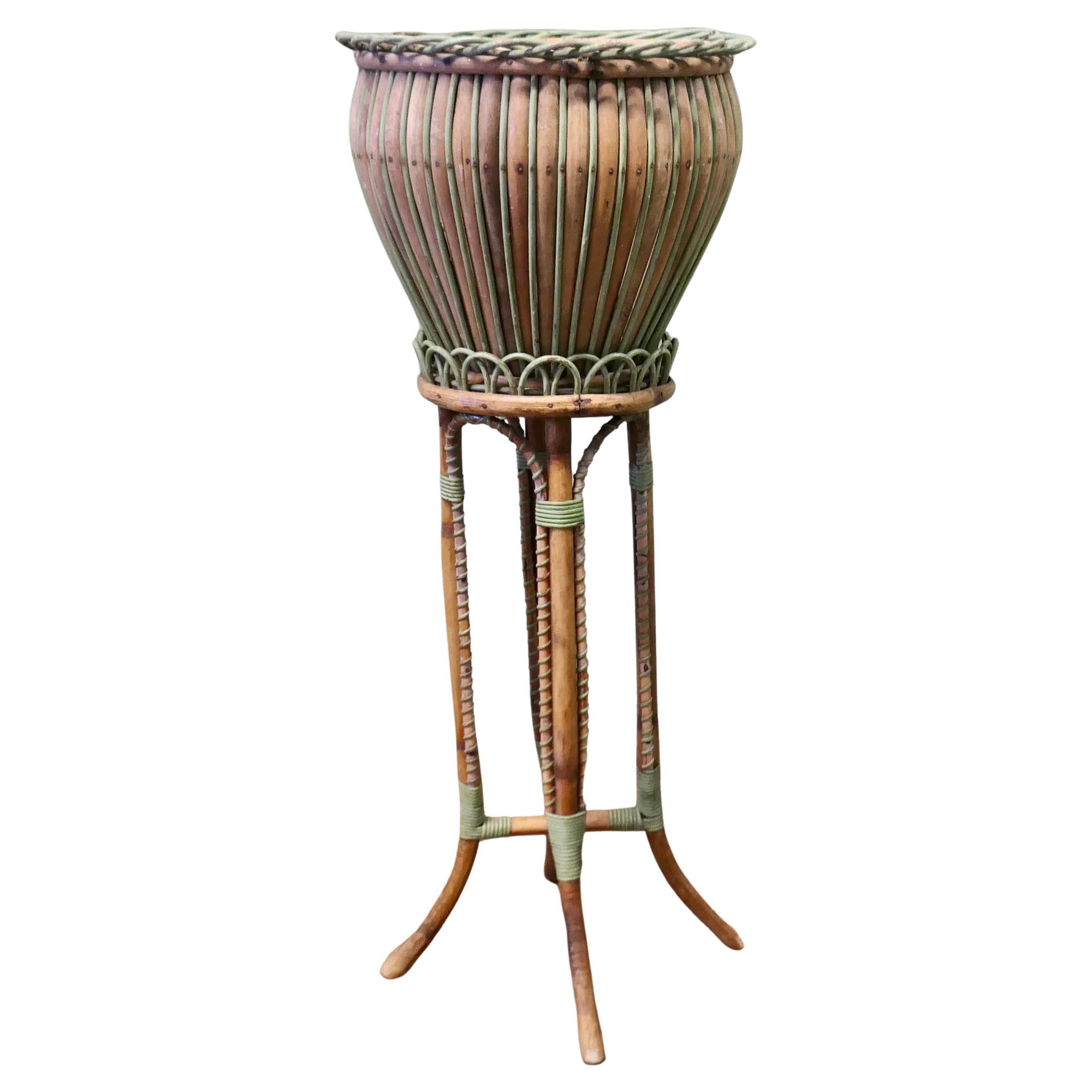 A Very Attractive Arts and Crafts Bamboo Jardinière, Plant Stand   This is a ver For Sale