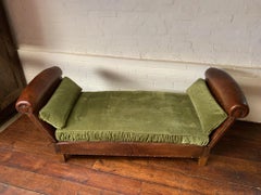 A Very Beautiful French Leather Daybed, France Early 20th Century, Club Chair