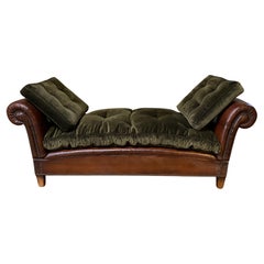 A Very Beautiful French Leather Daybed, France Early 20th Century, Club Chair