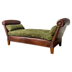 A Very Beautiful French Leather Daybed, France Early 20th Century, Club Chair