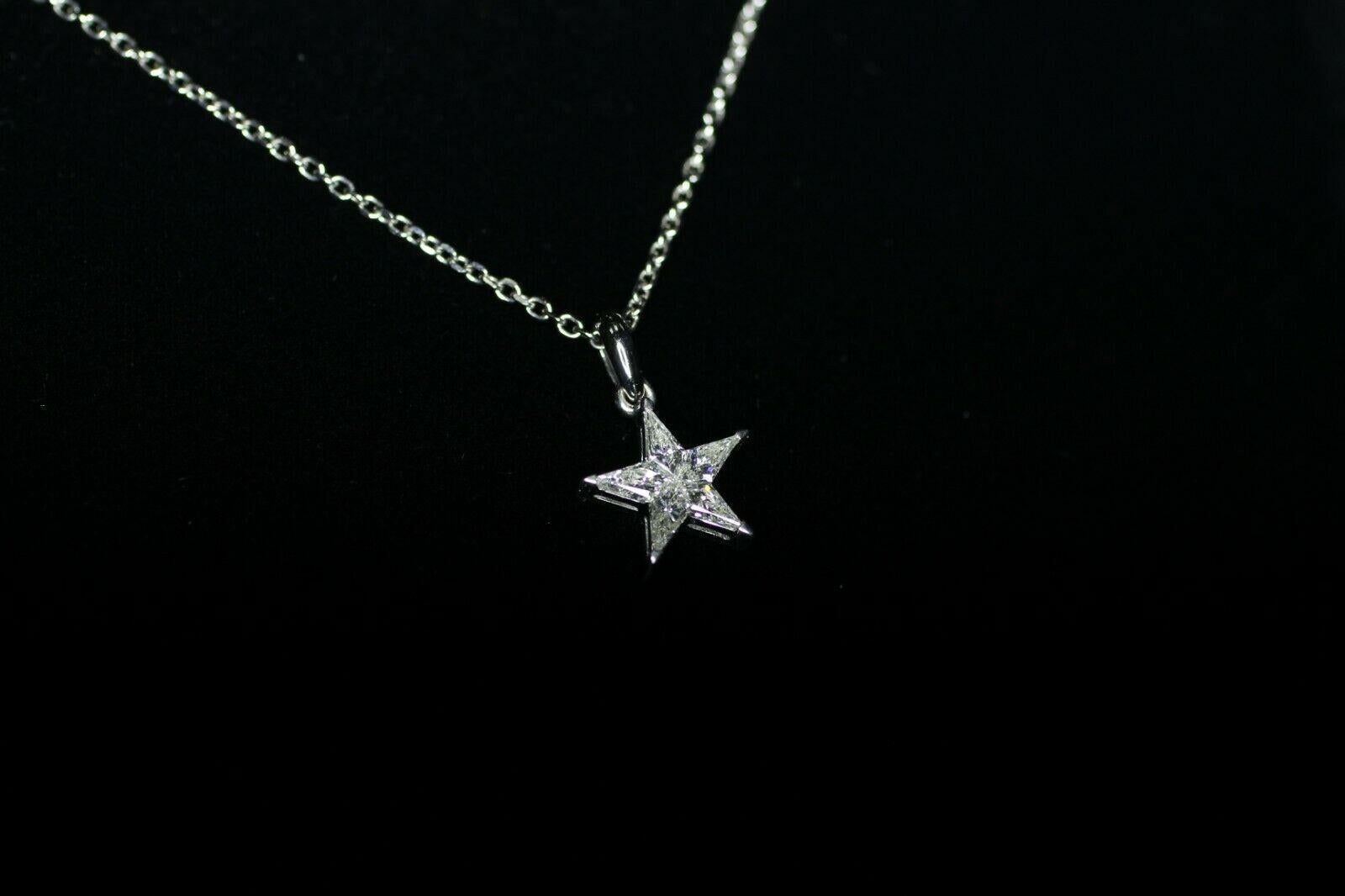 “A very beautiful KITE cut 14k white gold setting in STAR PENDANT with 6 diamonds weight .50tps. color 