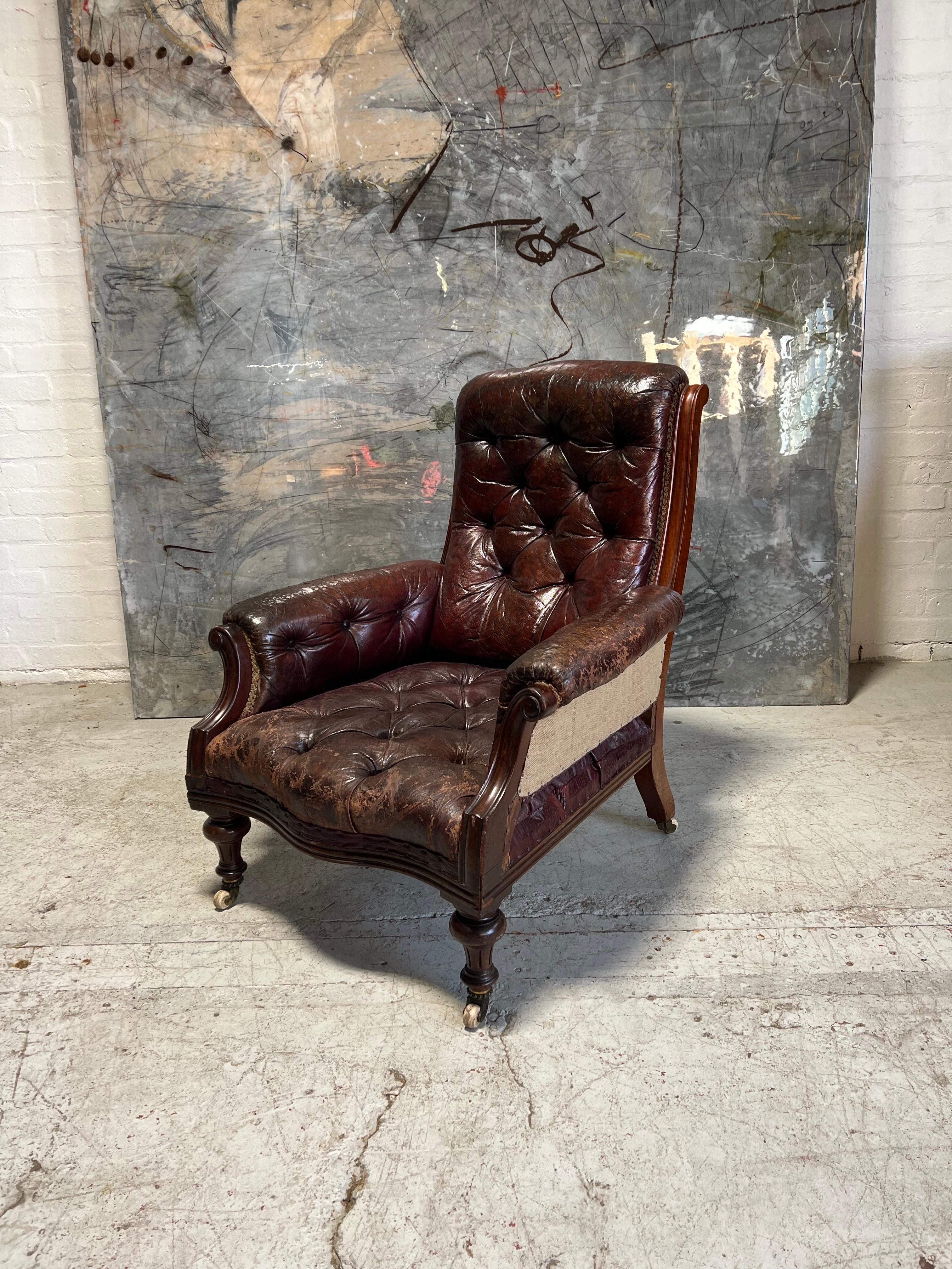 Mid-19th Century Very Beautifully Armchair in Original Goat Skin - Hamptons of Pall Mall