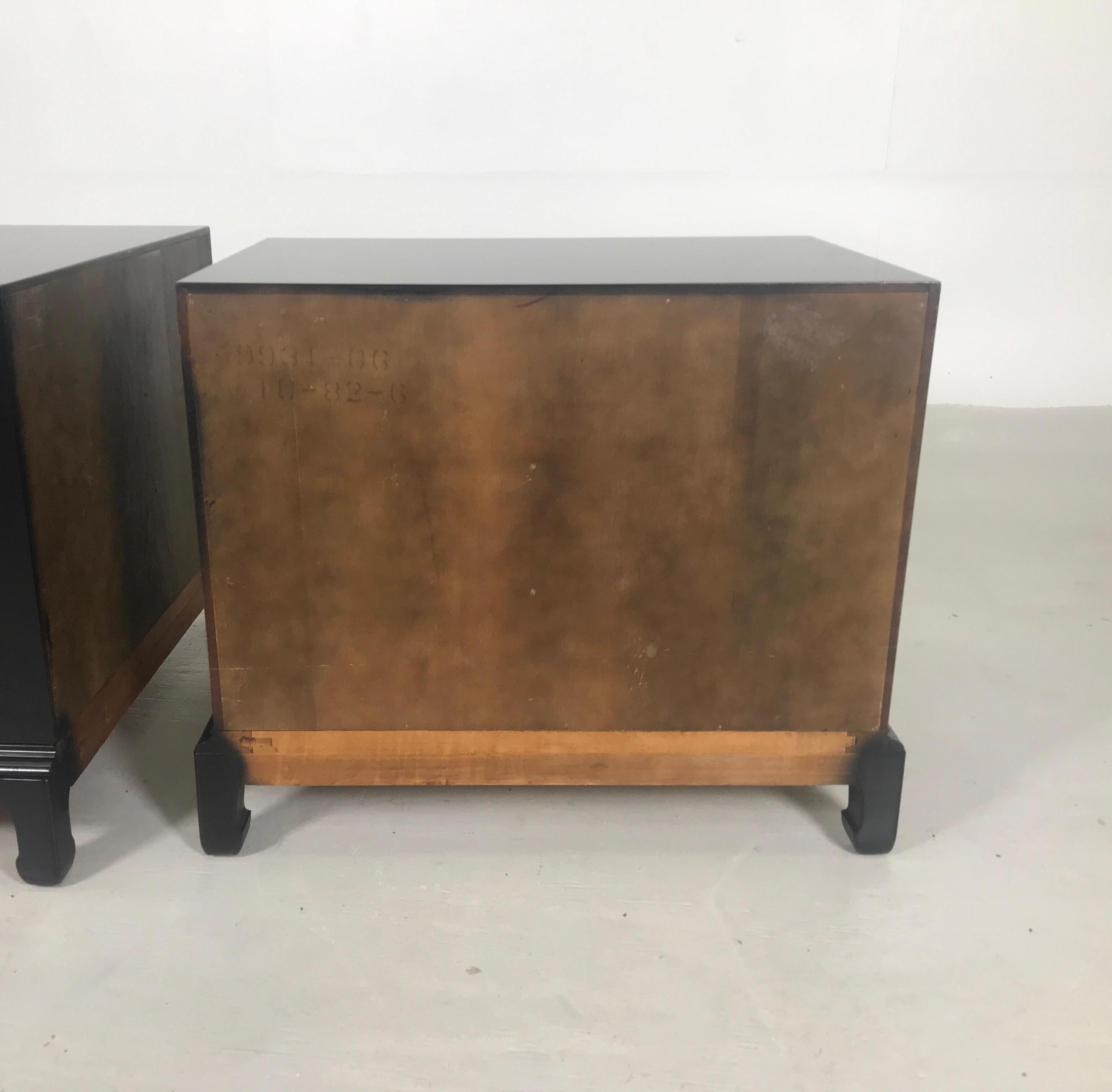 Very Chic Pair of James Mont Style Ebonized Low Chests by Henredon 6
