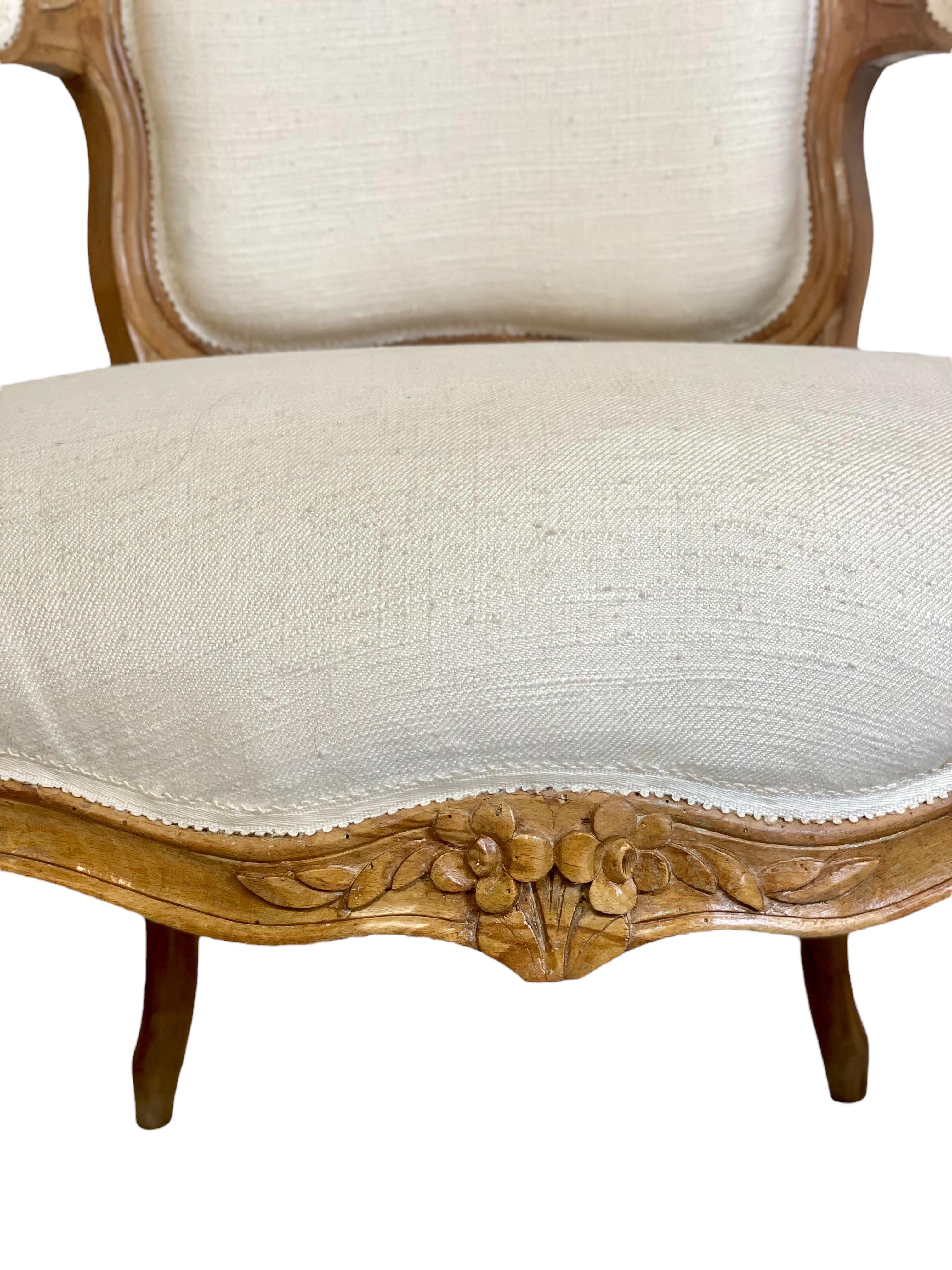 Hand-Carved Louis XV Period Pair of Walnut Cabriolets Armchairs, 18th Century For Sale