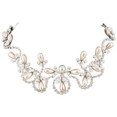 A very elegant clear paste and pearl "arabesque" necklace, Christian Dior, 1950s