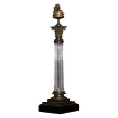 Very Elegant French Baccarat Moulded-Crystal and Bronze Table Lamp