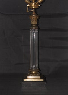 Very Elegant French Baccarat Moulded-Crystal and Bronze Table Lamp